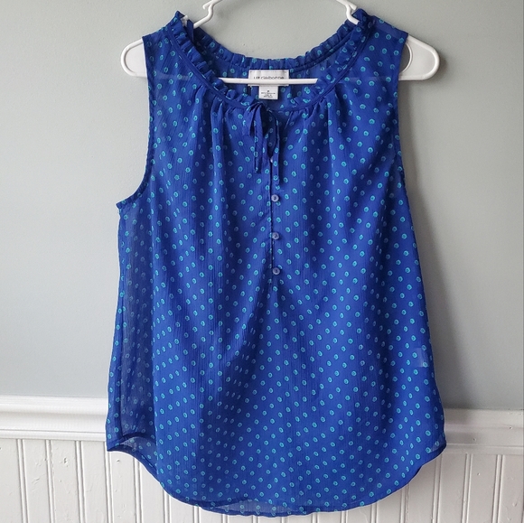 3/$15 Liz Claiborne Ruffle Neck Button up Halter Tops Women's Size Medium - Picture 4 of 15